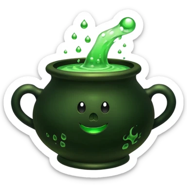 Cauldron – Black pot bubbling green potion. sticker