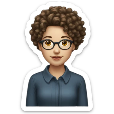 pale brunette girl with glasses and curly hair sticker