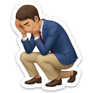 Man bowing down in apolot sticker