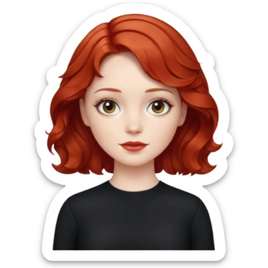 Julia Grant from Summer of Fear with short red wavy hair, black outfit sticker