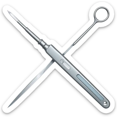 A highly detailed, realistic surgical scalpel with a polished stainless steel blade and a textured grip. sticker