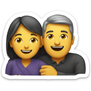 Man and woman sharing a joyful hug sticker