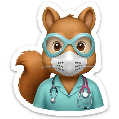 squirrel Wearing Medical Mask sticker