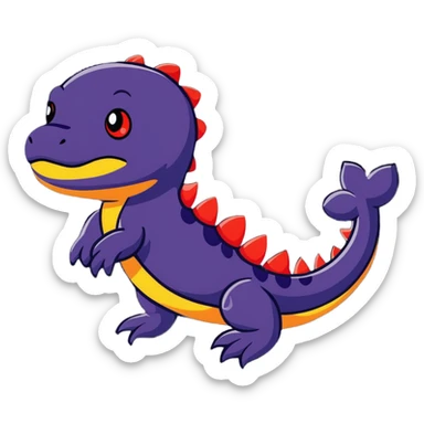 salamander black with fiery red flashes on the scales sticker