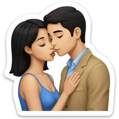 ligh skin black hair man kissing ligh skin black hair woman sticker