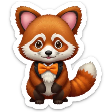a red panda with orange bow tie sticker