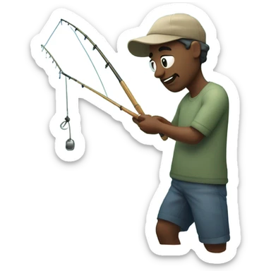 Man fishing in sea sticker