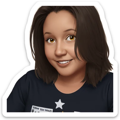 smiling girl with star shirt sticker