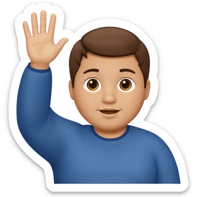 make a short brown hair guy who is chubby we can only see his head and he is waving sticker