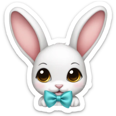 Baby bunny with coquette bow on ear sticker