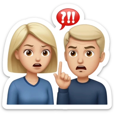 A woman and man getting divorced and arguing sticker