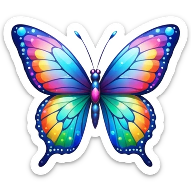 Rainbow butterfly with sparkles sticker