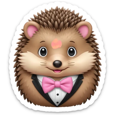 Make cosy hegehog with bowtie pink sticker