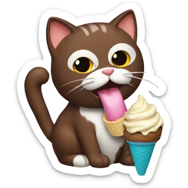 Cat eating ice cream chocolate sticker