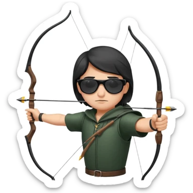 Blind archer aiming show black shades on the archer sticker