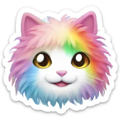 Fluffy rainbow kitty sticker
