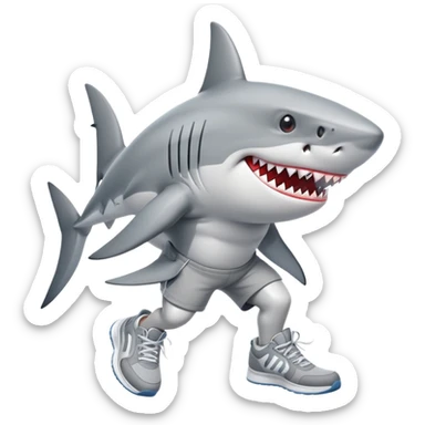 shark with three legs wearing sneakers sticker