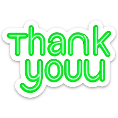 THE WORDS THANK YOU IN NEON GREEN RESEMBLING A NEON SIGN sticker