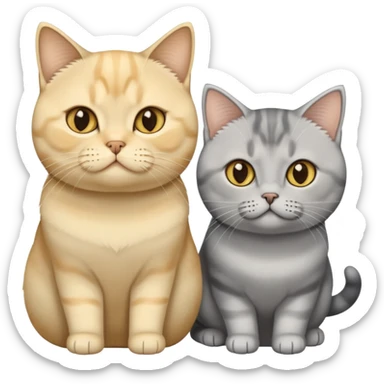 Medium-length black hair + one golden shaded British Shorthair cat + one silver shaded British Shorthair cat. sticker