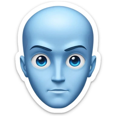 A stylized megamind (large, intelligent-looking head) in shades of blue. Modern, minimalist design, glowing or radiant effect to emphasize intelligence sticker