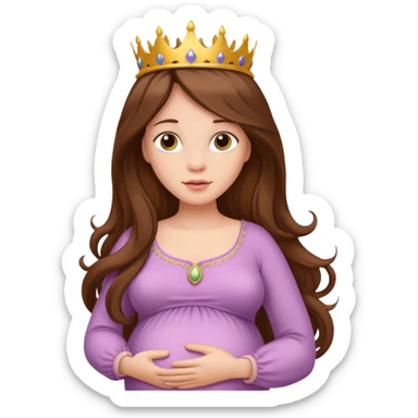 Pregnant princess with brown long hair sticker