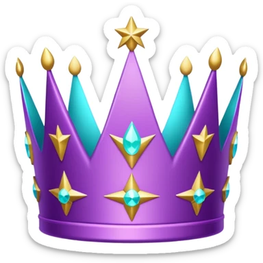 Feeling purple cian crown shine star glitter sticker