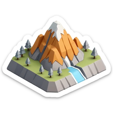 Icono 3D de una MONTAÑA en miniatura. Estilo isométrico, renderizado 3D de alta calidad, texturas suaves y minimalistas (estilo clay render o plástico mate) sticker