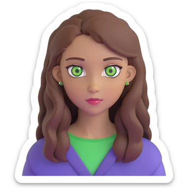 portrait of a 17-year-old girl with green eyes, light skin, and long brown hair sticker