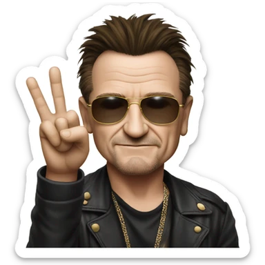 Bono doing peace sign sticker
