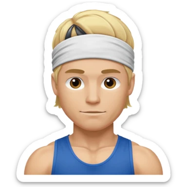 blonde male athelete with headband sticker