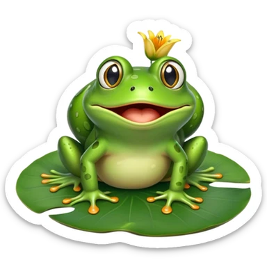 frog slipping on a lily pad with shocked expression sticker