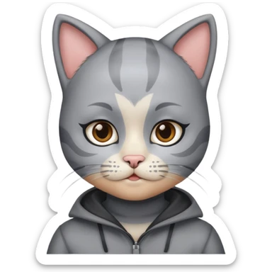 little kid with cat face paint and grey cat suit sticker