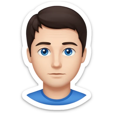 homme yeux bleu azur cheveux brun foncé sticker