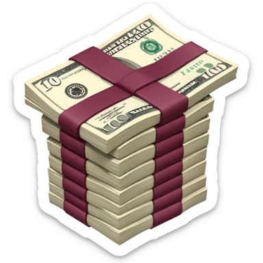 You have to make it look like the money is folded in half and there's a lot of it, these are $100 bills and they don't have a bow but a burgundy rubber band for the money. sticker