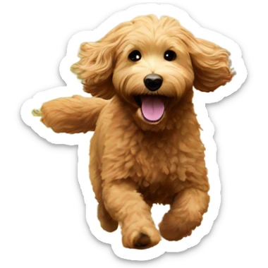 Mini goldendoodle chasing squirrel sticker