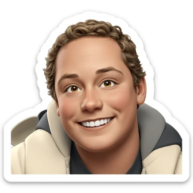 smiling boy portrait with meme sticker