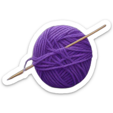 Ball of purple yarn with needles sticker