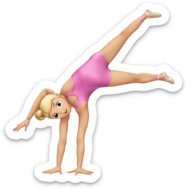 pink dancer-gymnast child with blonde hair, no skirt on leotard, doing a backbend sticker