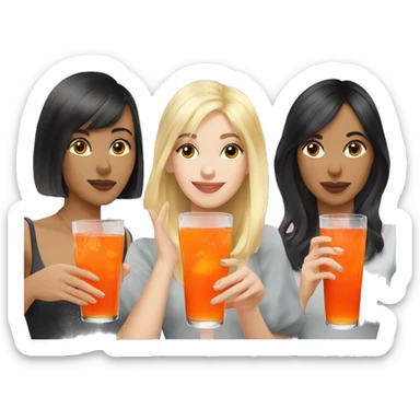 Three beautiful girls Blonde redhead and brunette  drinking aperol   sticker