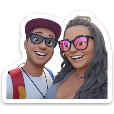 happy couple at the fair sticker