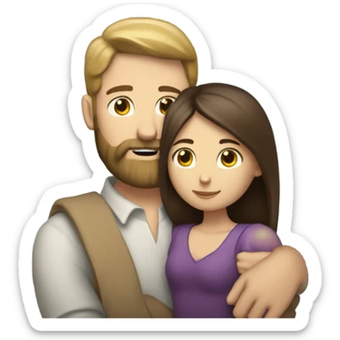 caucasian beard man hugging brunette girl sticker