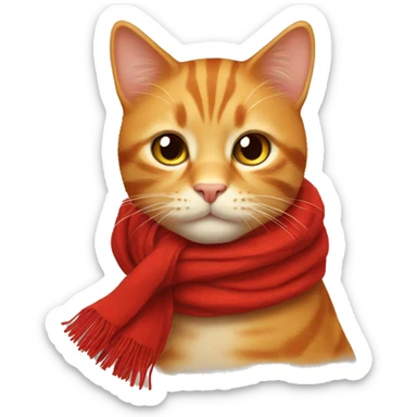 Ginger cat with red scarf sticker