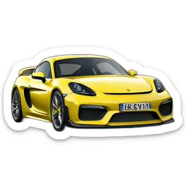 yellow porsche cayman gt4 sportscar sticker