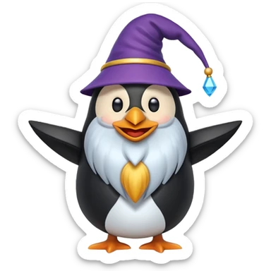 penguin wizard in the style of a 3d emoji sticker