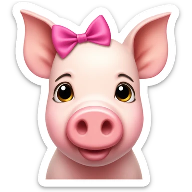 Pig with pink bow on forehead sticker