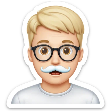 Nerdy guy with a white gum on lip  sticker
