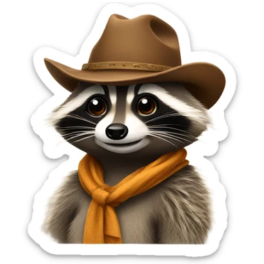 Raccoon with cowboy hat sticker