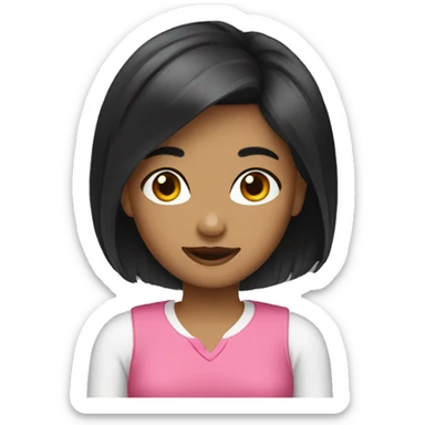 Create a girl with short black hair emojis  sticker