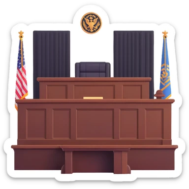 Courtroom with judge bench sticker