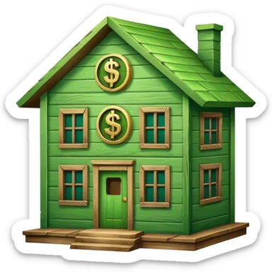 a house with a dollar sign in the middle sticker